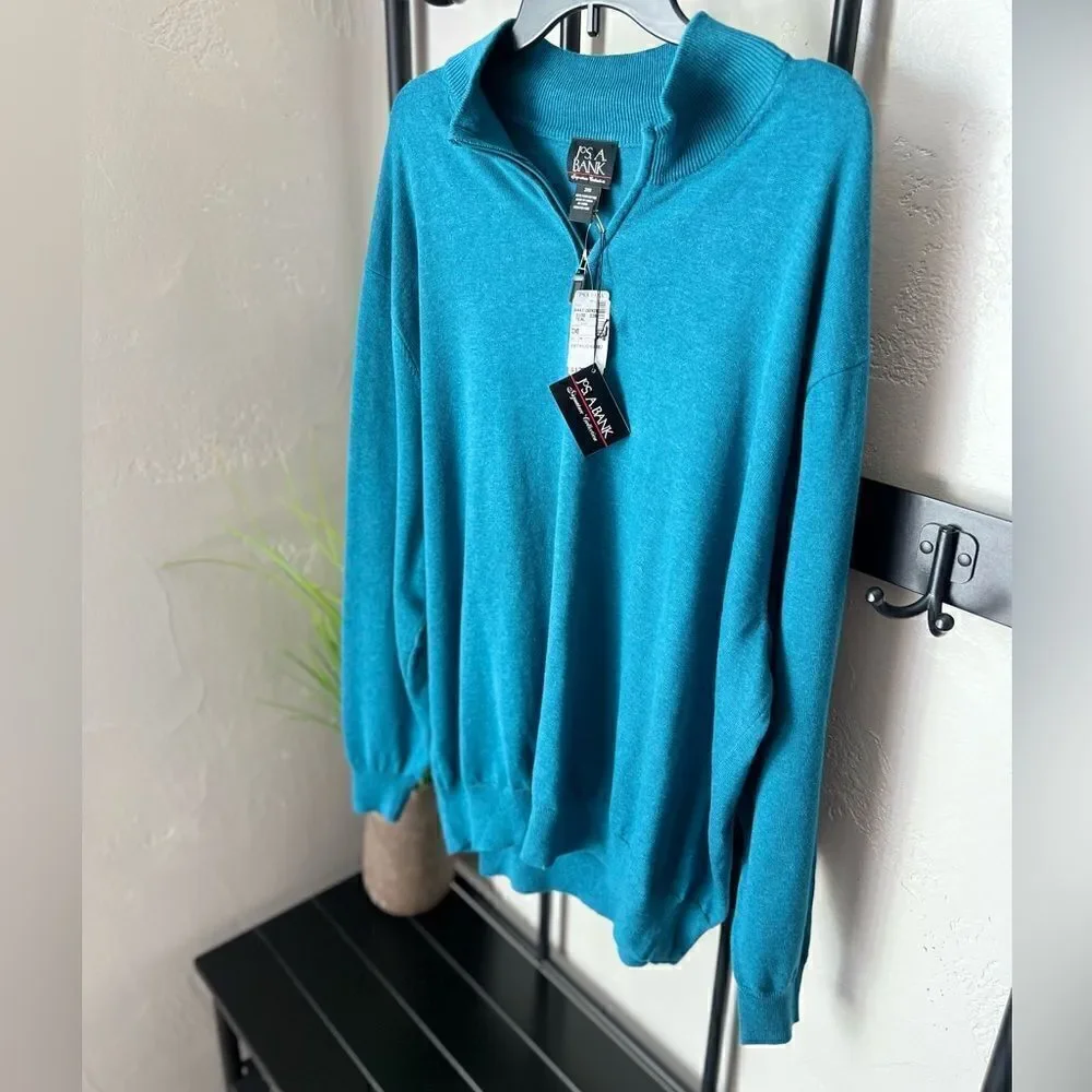 Jos a bank signature collection sweater teal size 2X prima cotton